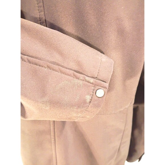 Black Car Coat Mid Length Size L Zip Snap Stand Up Mandarin Collar Lined Pockets - Picture 4 of 16